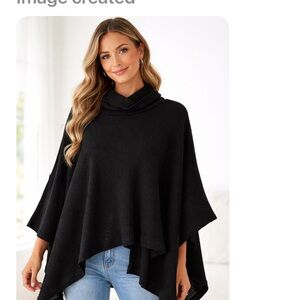 Free People Black Knit Poncho